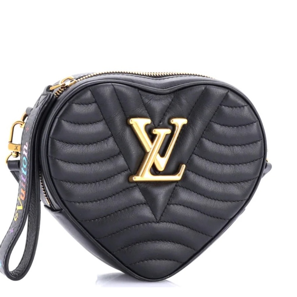 Louis Vuitton Black Heart Clutch with Gold Accents